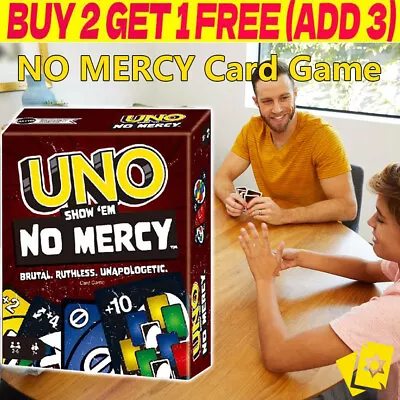 New UNO SHOW EM' NO MERCY Card Game Multi Coloured New Twists From UNO Kids Game • £7.68