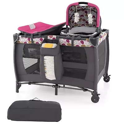 5 In 1 Baby Crib Bassinet Bed Infant Changing Table Foldable Toddler Playpen • £119.95