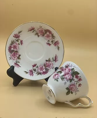 Vintage Queen Anne Bone China Cup And Saucer ENGLAND  Pat # 8575 Pink Roses • $19