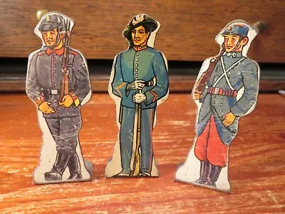 Vintage Marx Pre - Ww2 Flat Tin Soldiers X3 :Italian German French • $35