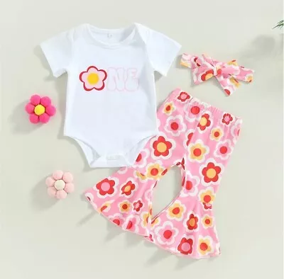 Baby Girl 1st Birthday Outfit  3pcs For Cakesmash Photoshoot With Flares • $39.99