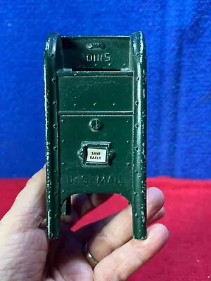 Vintage U.S. Postal USPS Mail Box Metal Coin Bank. AA-469. **NO KEY** • $3.99