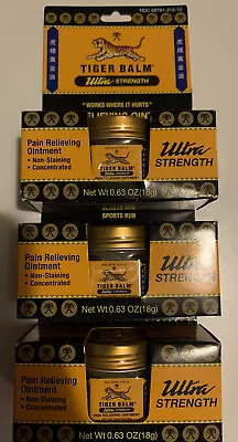 Tiger Balm ULTRA Pain Relieving Ointment 0.63oz /18gm ( 3 Jars ) • $17.99