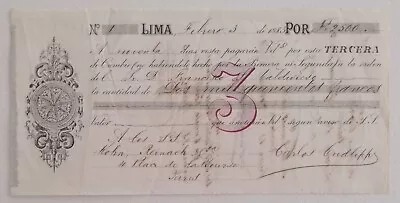 PERU Pacific War Bill Of Exchange 1883 Draft Endorsementes On Back Tomas Valle • $19.95