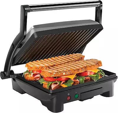 3-in-1 Electric Panini Press & Grill 4-Slice Non-Stick Press Opens Flat • $33.05