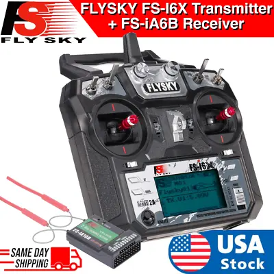 FlySky FS-i6X 10CH 2.4GHz 2A RC Transmitter Controller + IA6B Receiver US • $52.95