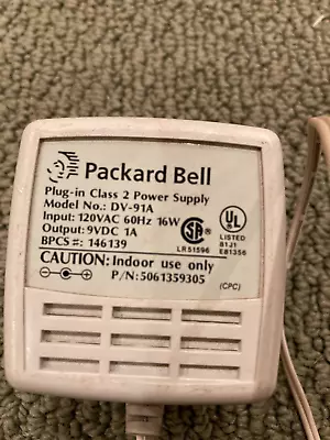 Packard Bell DV-91A Power Supply Charger 9V 1A-Plug In Class 2 BPCS# 146139 • $9.99