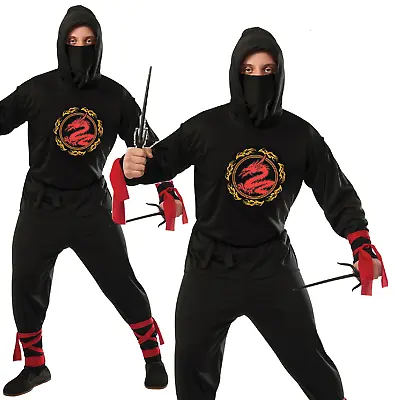 Black Ninja Costume Adults Martial Arts Fancy Dress Outfit Mens Ninjas • $72.13