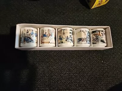 Vintage 5 Piece Souvenir Korean Shot Glass Set Unused In Original Box • $15