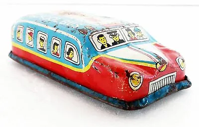 Vintage Very Old Tin School Bus With Illustrated People Inside Made In The 50 • $14.95