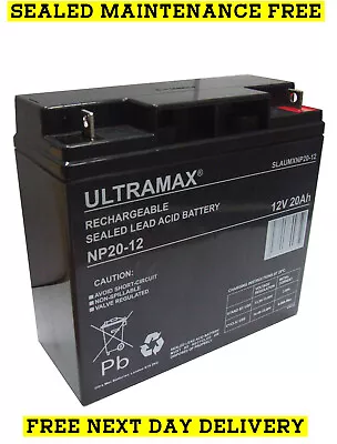 12 VOLT 20 AMP Electric E Bike Battery 20AH Bike 6-DZM-20 Batteries Ultramax • £50.99