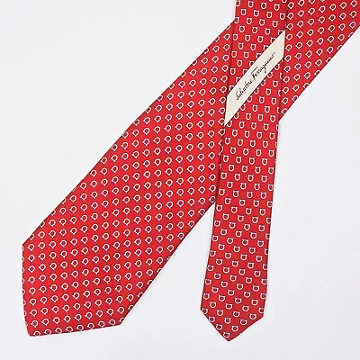 Salvatore Ferragamo Tie Necktie Gancini Logo On Red • $45
