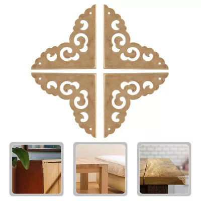  4 Pcs Brass Furniture Copper Corner Guard Cabinet Protectors Bed • £23.85