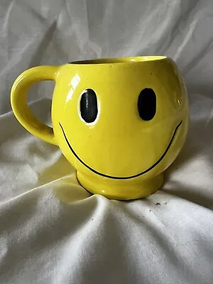 Vintage 1970s McCoy Pottery Coffee Cup Mug Happy Smiley Face Yellow Ceramic USA • $6.50