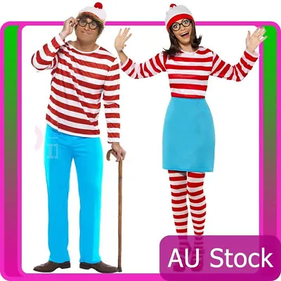 £36.47 • Buy Licensed Wheres Wally Ladies Mens Costume 80s Wenda Wendy Cartoon Fancy Dress