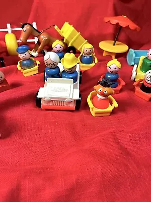 Little People Toy Lot Vintage Fisher Price Wood People Horse Bert Tractor Playgr • $49