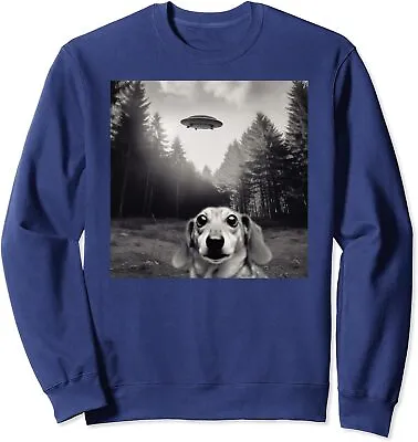 Alien UFO Funny Dachshund Dog Unknown Abduction Unisex Crewneck Sweatshirt • $26.99