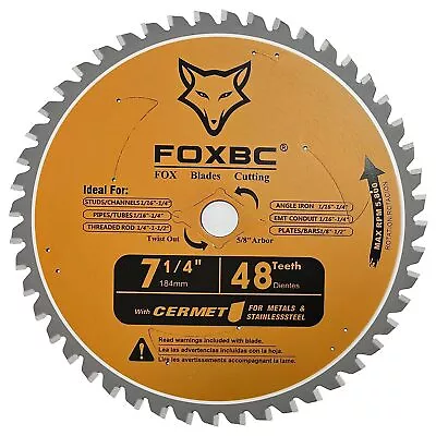 7 1/4 Inch 48 Teeth Circular Saw Blade Metal And Stainless Steel Cutting • $27.89