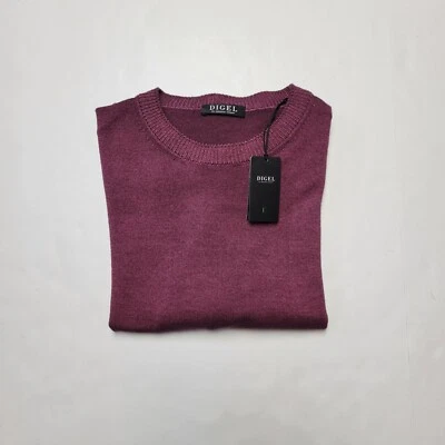 $166.50 • Buy DIGEL 2XL (56 EU) Dark Red Merino Wool Crew Neck Men's Sweater NWT Italy Made 