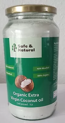  Organic Extra Virgin Coconut Oil Raw -Cold-pressed 1000ml (1 L) -Sri Lanka • £10.99