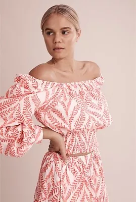 $30 • Buy Country Road Linen Top Pink And White Size 4
