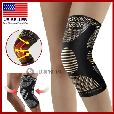 Copper Knee Sleeves Silver Compression Brace Support Sport Joint Injury Pain Gym • $6.25