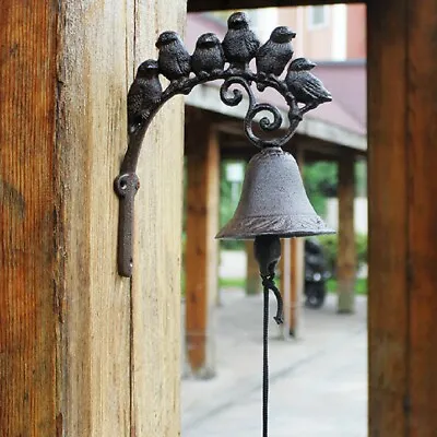 Antique Gate Bell Cast Iron Garden Door Hanging Vintage Bird Bell Door Chime New • $24.70