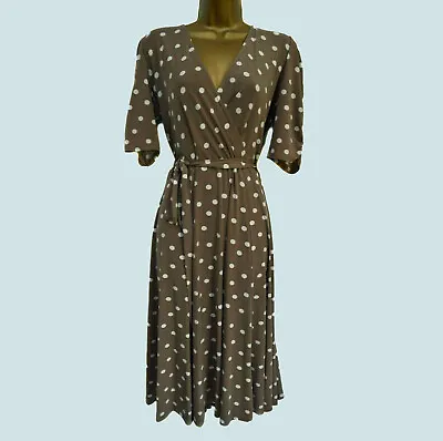 New  £40 Midi Polka Dot Beige White Spotted Polka Dot Tea Dress 10-18 • £23.99