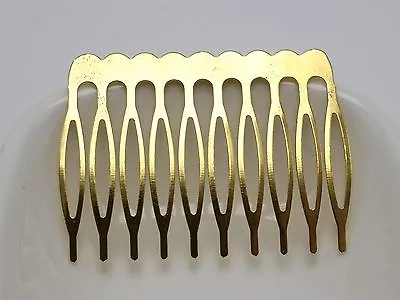 10 Gold Blank Metal Hair Comb 52mm With 10 Teeth For Bridal Hair Accessories DIY • £2.98