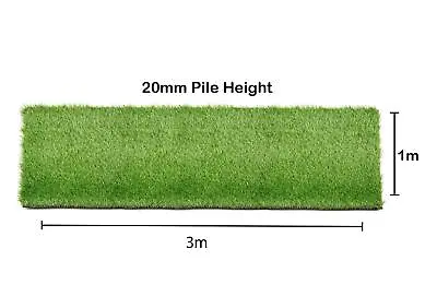 Artificial Grass 1x3m Garden Outdoor Green Fake Lawn Astro Turf 20mm Pile Thick • £27.99