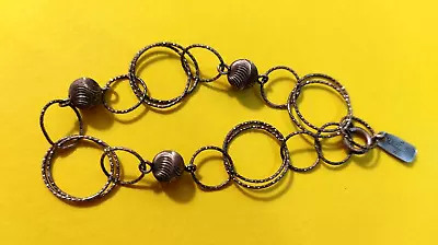 Magnolia Israel 925 Sterling Silver Chain Rings Balls No Stone Women Bracelet • $40