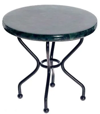 Dolls House Bistro Dining Table Round Black Marble Effect Top Metal Furniture • $17.67