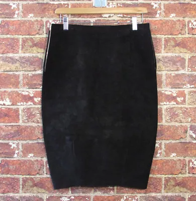 NEW Acne 36 ( XS S ) Roni Black Suede Leather Pencil Skirt Gold Zippers • $49