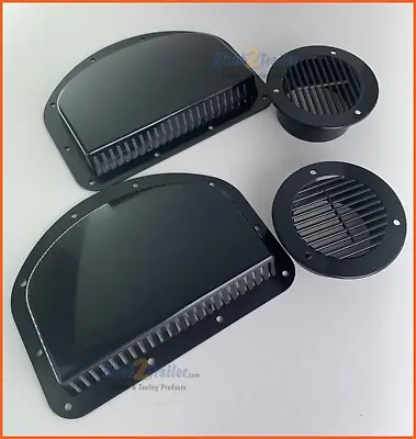 TRAILER / RV VENTS Black 2 Inner 2 Outer Utility Cargo Motorcycle Sidewall • $14.88