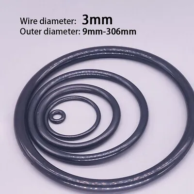 £2.51 • Buy Nitrile Rubber O Ring Seals Oil Resistant, 3.0mm Wire Dia, 9mm-306mm Outer Dia