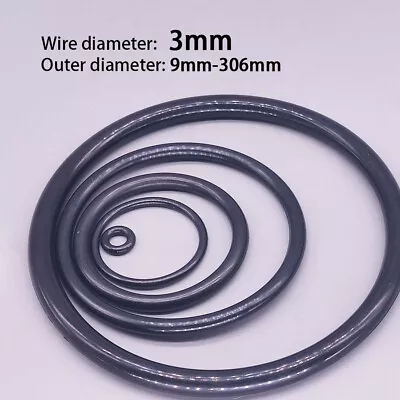 Nitrile Rubber O Ring Seals Oil Resistant 3.0mm Wire Dia 9mm-306mm Outer Dia • £1.98