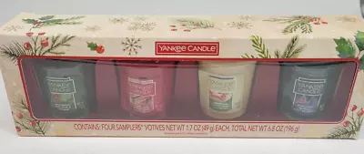 Yankee Candle Four Samplers Votive Candle Set Christmas Holiday Scents New • £16.72