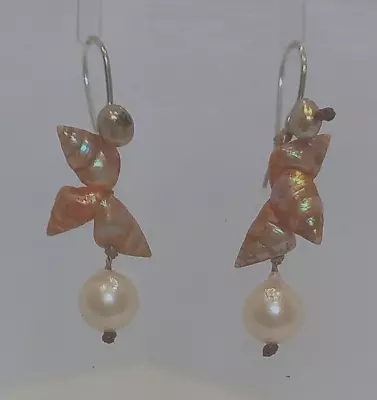 Handmade Maireener Aboriginal Shell Earring With Pearl • $79