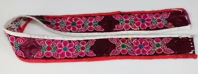Old Tribal Exotic Chinese Ethnic Miao People's Hand Embroidery Belt 71cmx5.5cm • $60