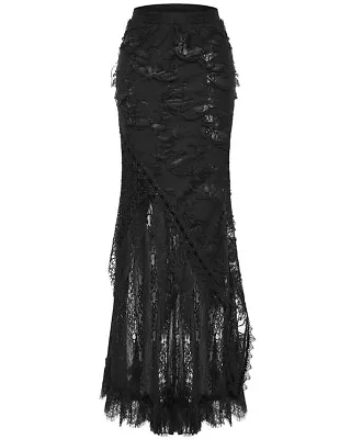 Punk Rave Womens Dark Apocalyptic Shredded Mesh & Lace Splicing Skirt • £54.99