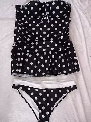 Ladies Black And White Spotted Tankini Size 4XL=22 BNWOT • £7.99