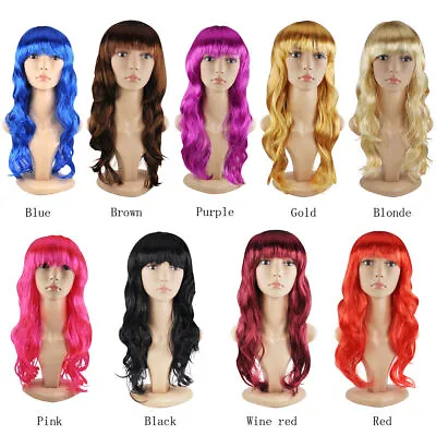 £7.99 • Buy Womens Ladies Long Wavy Curly Fancy Dress Cosplay Wigs Pop Party Costume Full