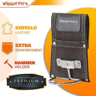 WrightFits Leather Hammer Holder Tool Belt Work Pouch Brown For Builders. 117 • £6.99