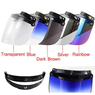 3 Snap Flip Up Open Face Visor Shield Lens For Retro Motorcycle Helmet Universal • $14.78