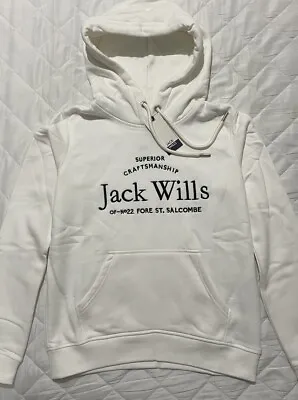 Jack Wills Womens Hunston Embroidered Hoodie OTH Hoody Hooded Top Cotton Size 16 • £25.99