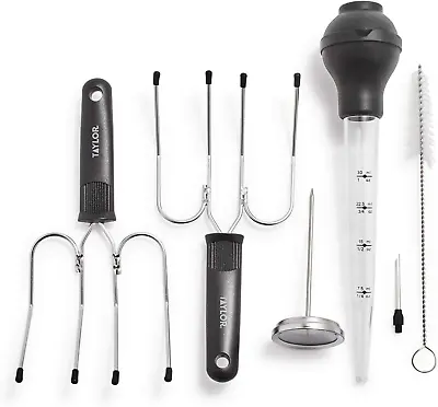 TAYLOR Roasting Set W/Leave-In Meat Thermometer 2 Lifters Bulb Baster Injector • $19.99