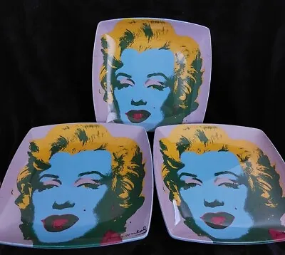 Marilyn Monroe Andy Warhol Foundation 2006 3 Plate Set Yellow Blue Purple  • $50