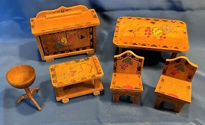 Vintage Japanese Wooden Dollhouse Furniture Lot Of 6 Pieces 1/16 Scale • $18.50