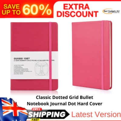 A5 Premium Classic Dotted Grid Bullet Notebook Journal Dot Hard Cover(Solferino) • $25.26