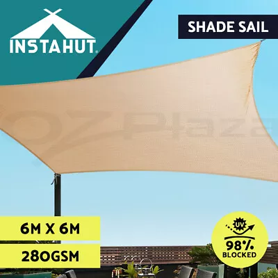 Instahut Sun Shade Sail Cloth Shadecloth Outdoor Canopy Square 280gsm 6x6m • $109.95